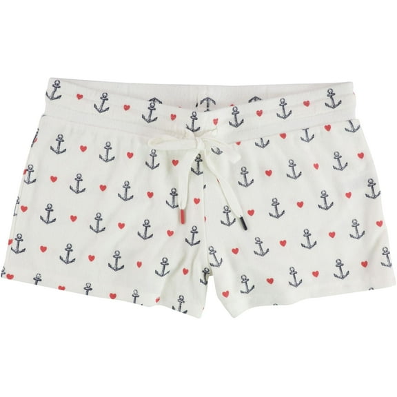 P.J. Salvage Womens Anchors And Hearts Pajama Shorts, Off-White, Medium