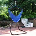 thumbnail image 3 of Sunnydaze Caribbean Style Extra Large Hanging Rope Hammock Chair Swing with Adjustable Stand - 300 lb Weight Capacity - Blue, 3 of 9