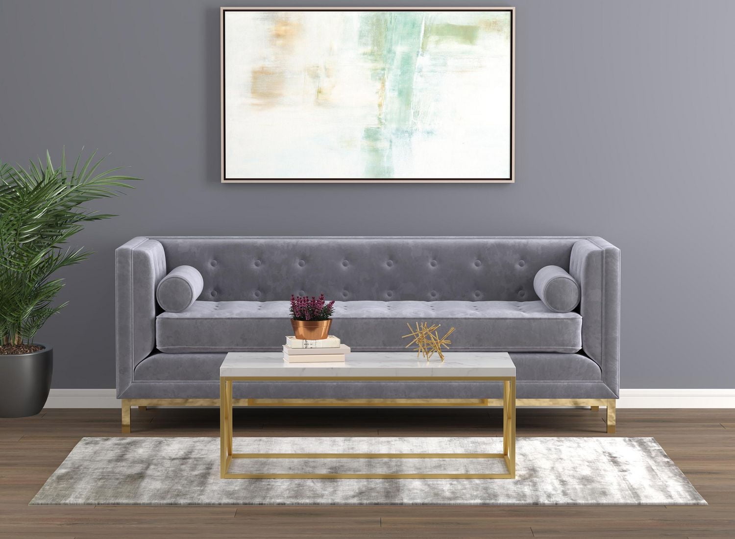 Safdie & Co. Coffee Table 44L Marble Gold Metal