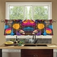 thumbnail image 4 of Yayeee Kitchen Curtains Tier Set of 2 Light Filtering 57"x24" Over Sink Window Panels, Futuristic Circles, 4 of 7