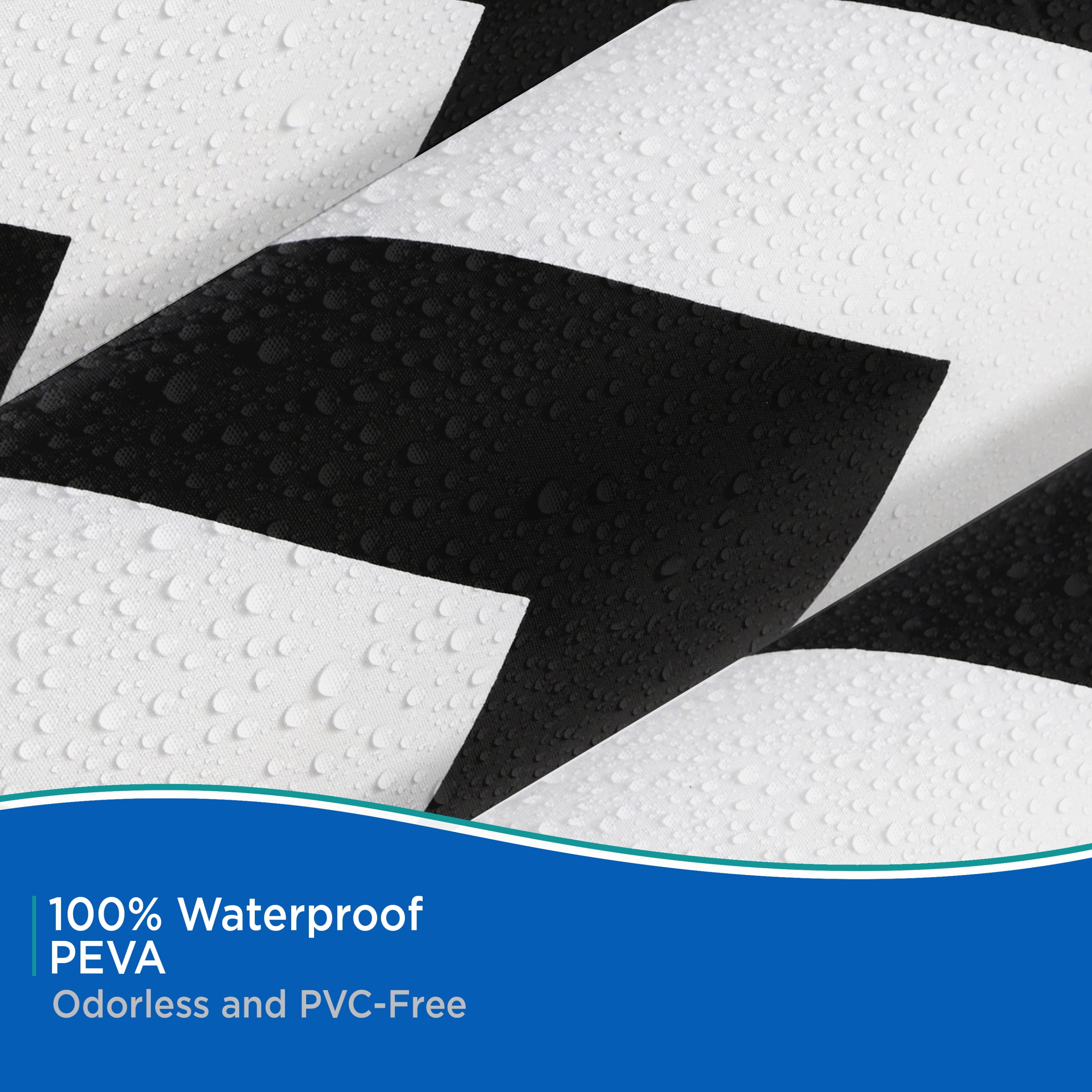 Kenney Medium Weight Decorative PEVA Shower Curtain Liner, 70" W x 72" H, Step Up Chevron