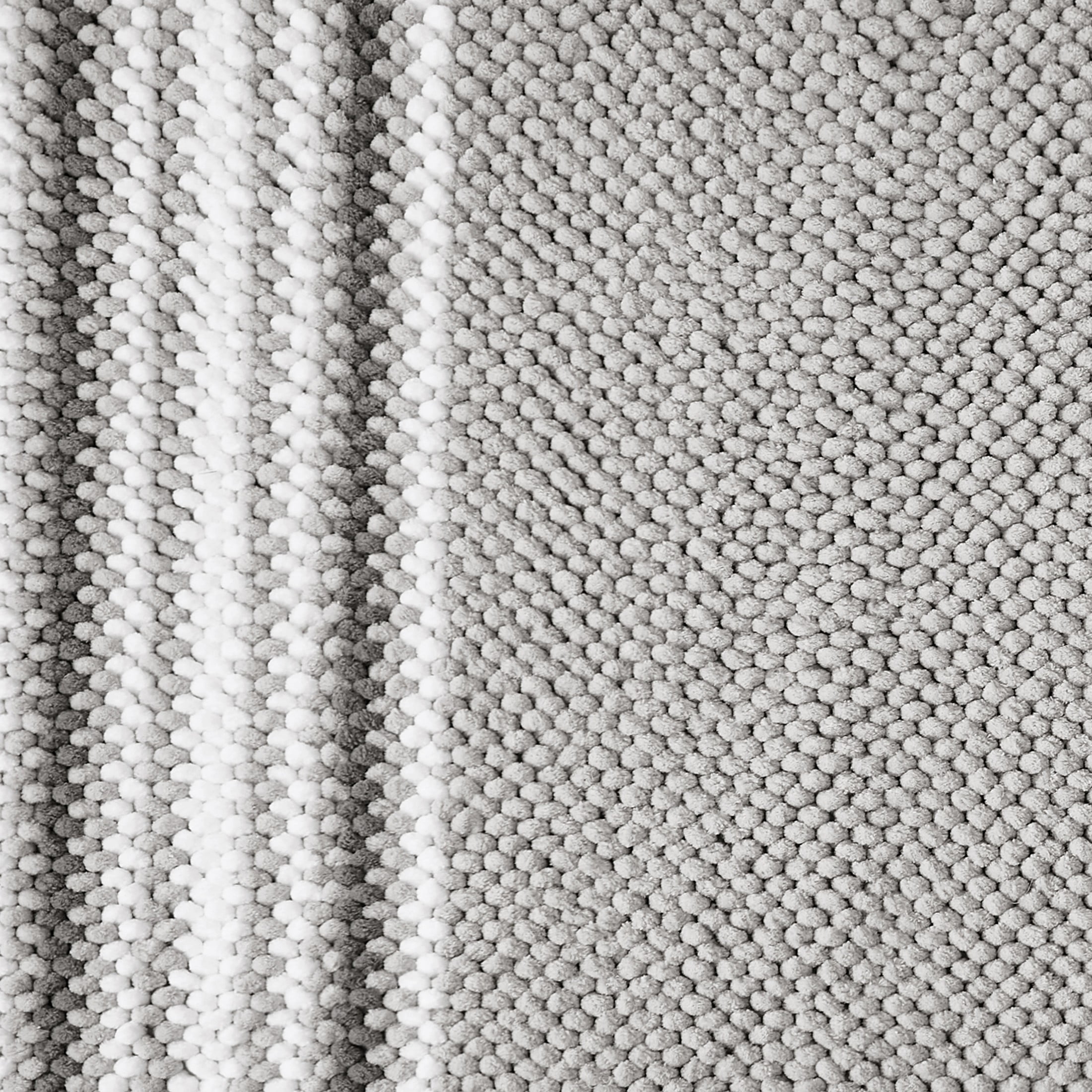 VCNY Home Aiden Jacquard Striped Light Grey Polyester Bath Runner, 24" x 60"