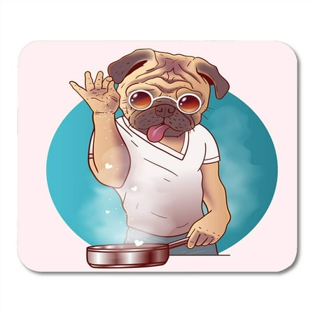 KDAGR Funny Cook Salt Meat Nusret Saltbae Pug is Cooking Barbecue Internet Meme on Dog Mousepad Mouse Pad Mouse Mat 9x10