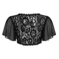 thumbnail image 5 of Alvivi Women's Lace Crochet Cardigan Ruffle Chiffon Short Sleeves Open Front Casual Bolero Shrugs Black X-Large, 5 of 7
