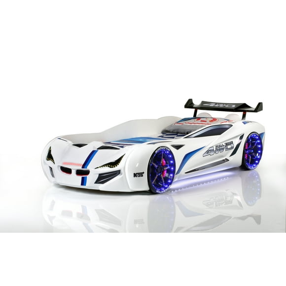 MVN1 FULLTIME Race Car Bed with LED Lights & Sound FX, Unique Children's Bed, Kids Bedroom Furniture