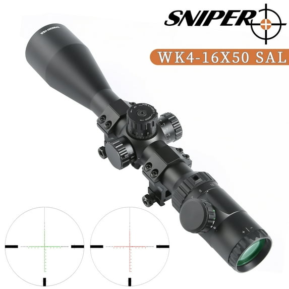 TPO MK 4-16X50 SAL Rifle Scope Red/Green Illuminated Reticle with Scope Rings Sunshade