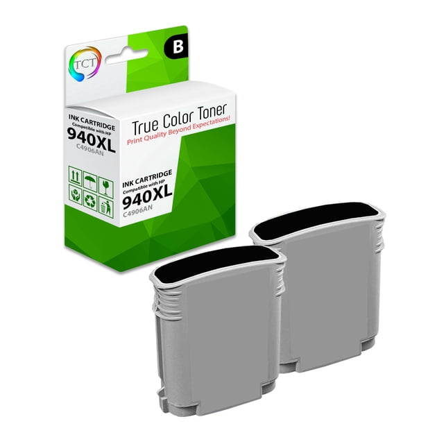 TCT 940XL Black Ink Cartridge 2 Pack - Compatible Replacement for HP 940XL 940 XL C4906AN Black Works With HP OfficeJet Pro 8500 8500a Printers (2,200 Pages)
