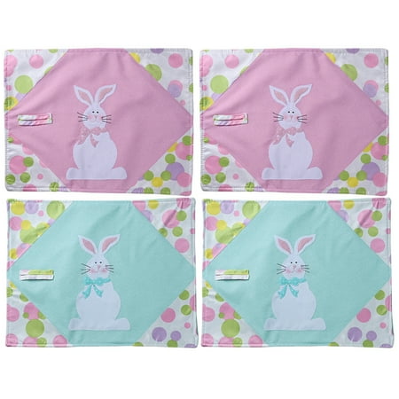 

NUOLUX 4pcs Decorative Cloth Placemats Heat Insulation Cartoon Bunny Easter Placemats