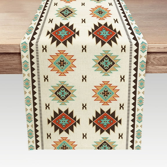Southwestern Table Runner Southwest Geometric Rectangle 72 X 13 Inch Linen Table Setting Decor for Garden Farmhouse Wedding Party Holiday Dinner Home Decoration Everyday
