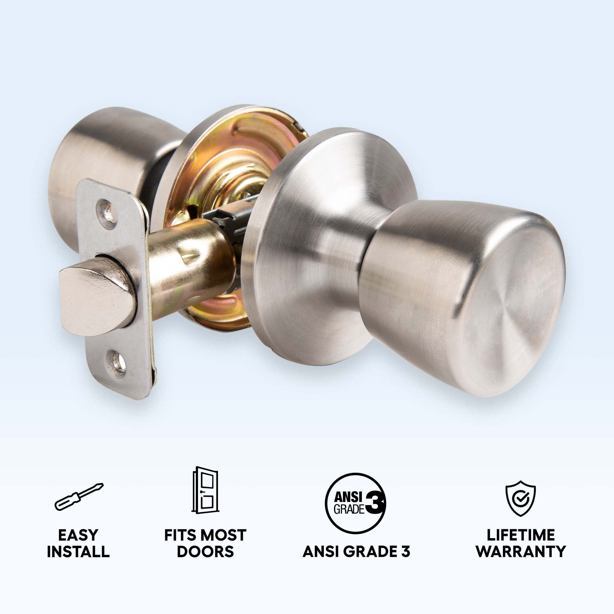 Hyper Tough Passage Tulip Style Doorknob, Stainless Steel Finish