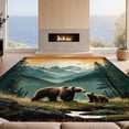 thumbnail image 2 of Design&I 2'x3' Washable Accent Rug Pet Friendly & Non-Slip Built-In Grip Cabin Cub Wildlife Woodland Sunset Motif Bathroom Medieval Print for Kitchen, Station, 2 of 7