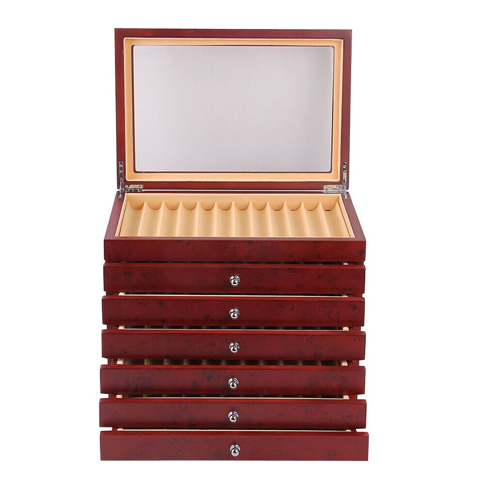 6Layer 78 Pens Wood Display Case Organizer Storage Fountain Pen