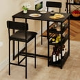 thumbnail image 7 of Dining Table Set for 2, Small Kitchen Table with 2 Upholstered Chairs, Compact Kitchen Table Set with 3-layer Side Storage Shelf for Small Space, Apartment, 7 of 7