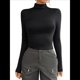 thumbnail image 3 of Camisetas Básicas para Mujer, Tops Cortos Ajustados para Salir, Lindas Camisetas de Cuello Alto para Adolescentes, Ropa de Larga Y2K Negro M, 3 of 9