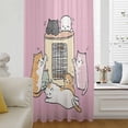 thumbnail image 5 of Pink Cute Cat Sheer Curtains 108 Inches Extra Long, Cartoon Funny Heater Cats Light Filering Curtains, Privacy Drapes Simi Floor to Veiling Curtain for Living Room Bedroom Large Window Treatment, 5 of 9