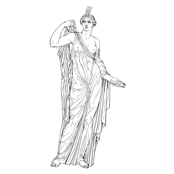 Clio Muse Of History. Nline Drawing After An Ancient Statue. Poster ...