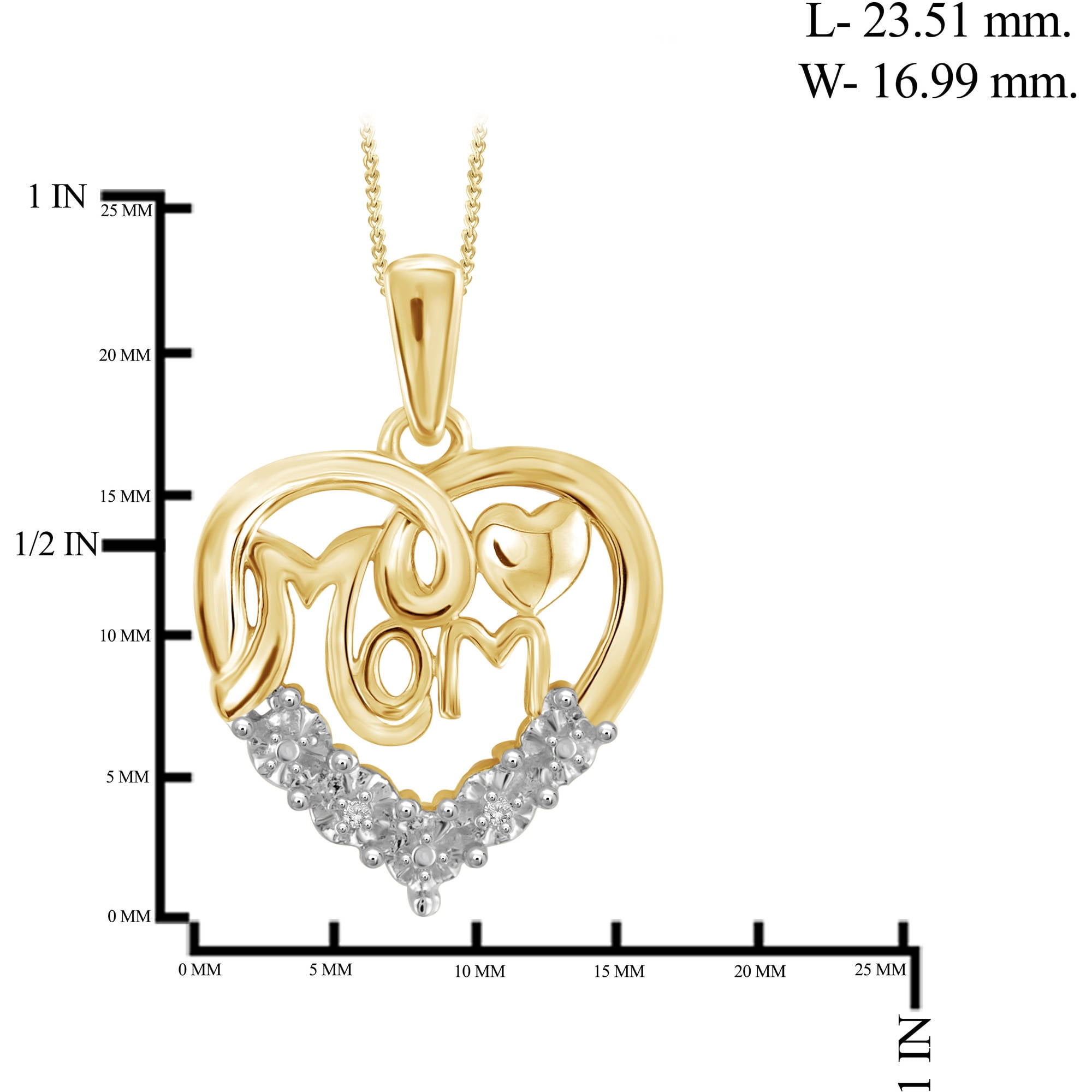 JewelersClub Mom Necklace 14K Gold Plated Necklace for Women – Beautiful Accent White Diamonds + 14K Gold Plated Mother Daughter Necklace – Mothers Day Gifts Necklaces for Women
