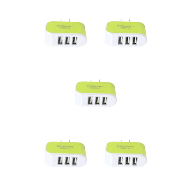 Wisewang Wall Charger 3 Port Plug Small Compact USB Power Adapter Safe Phone Charging Cell Phones Cameras Socket Mobile Green 5Set