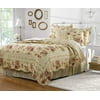 Greenland Home Fashions Antique Rose 100% Cotton Reversible Quilt Set With Decorative Pillows, 5-Piece King, Ecru