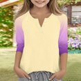thumbnail image 2 of Grblisyd Girls Shirts Size 10-12 3/4 Sleeve Henley Shirts Button Down V Neck Raglan Tops Loose Color Block Blouse, 2 of 7