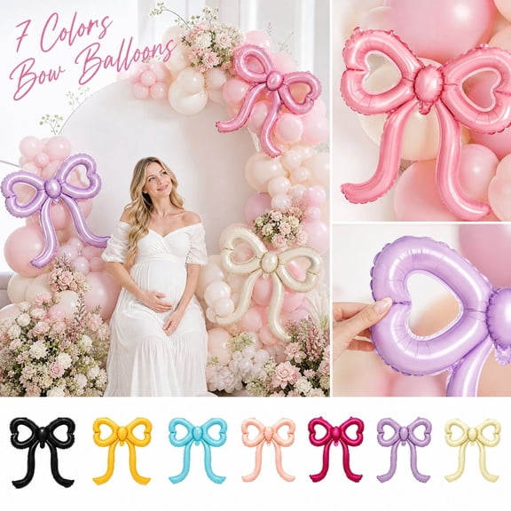 Bow Balloon Decorations 17 Inch Pink Bow Party Decorations for Birthday Student Shower Bridal Shower Bachelorette Themed Events, 1 Pack