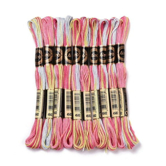 10 Skeins 6-Ply Polyester Embroidery Floss Cross Stitch Threads Segment Dyed Hot Pink 0.5mm about 8.75 Yards(8m)/skein