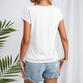thumbnail image 6 of Womens Solid Color T Shirts Casual Short Sleeve V Neck Loose Fit Comfortable Basic Top for Everyday Wear White M, 6 of 6