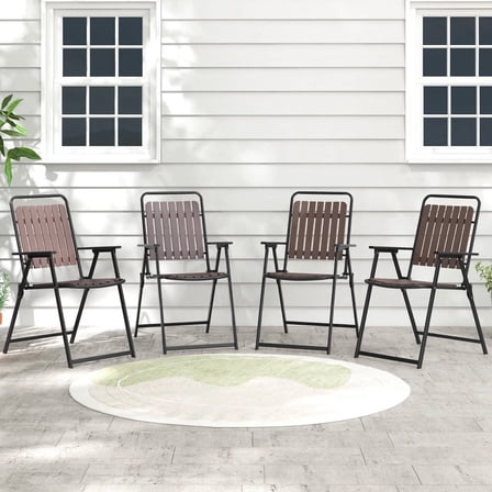 Harmijoy 4 pcs Patio Folding Chairs Portable Outdoor Dining Chairs w/ PP Seat & Back