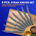 thumbnail image 6 of 8 Piece Kitchen Knife Set - Multi-purpose Unbreakable Ergonomic Non-stick Stainless Steel Kitchen Steak Knives Set with Fully Serrated Blades - Great for BBQ Grill - NutriChef NCSK8GY (Gray), 6 of 7