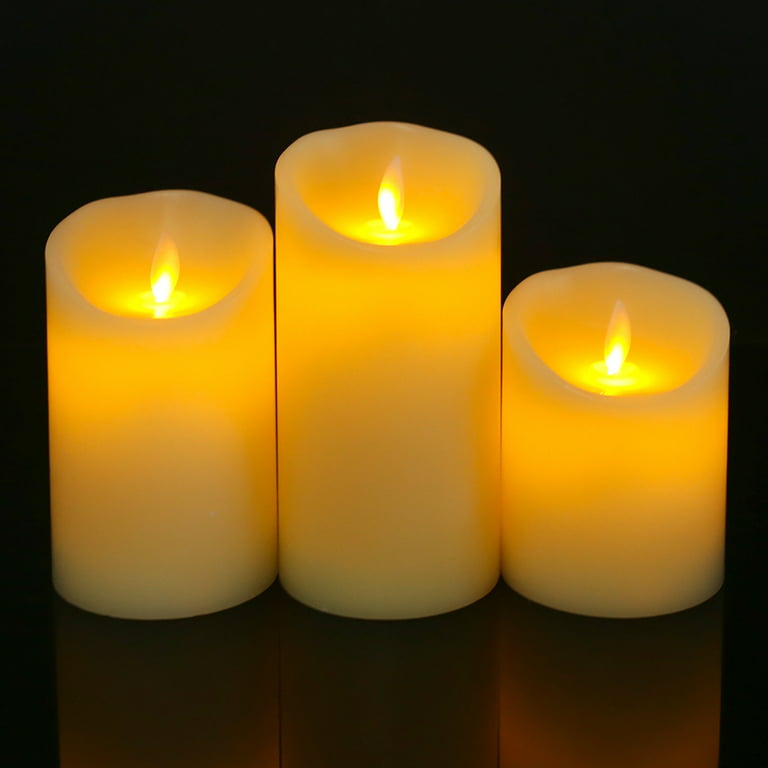 3PCS Flickering Flameless Candles Waterproof Outdoor Candles Battery  Operated Candles with Remote Cycling 24 Hours Timer（D: 3.25x H: 456）LED  Candles Plastic Large Pillar Candles 