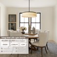 thumbnail image 2 of 20" Farmhouse Chandelier Light Fixture with Integrated LED Fabric Drum Pendant Light Modern Lighting Ceiling Hanging for Dining Room Kitchen Bedroom Black, 2 of 10
