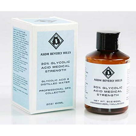 asdm beverly hills 30% glycolic acid peel |2 ounces| anti-aging treatment for wrinkles, acne scars, blackheads, fine lines, oily skin, and dry skin- chemical exfoliate dissolves dead skin