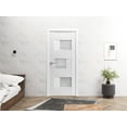 thumbnail image 3 of Solid French Pre-Hung Door Opaque Glass / Sete 6933 White Silk / Single Regular Panel Frame Handle / Bathroom Bedroom Modern Doors -18" x 80", 3 of 6