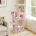 thumbnail image 4 of Costway 44" Tall Multi-level Cat Tree with Cushion Top Perch, 2-Entrance Large Cat Condo Pink, 4 of 10