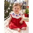 thumbnail image 6 of BemeyourBBs Toddler Baby Girl 4th of July Dress Outfit Baby Girl Independent Day Dress Summer Swiss Dot Red Dress Patriotic America Flag Bow Embroidery Lace Trim Collar Flying Sleeve  A Line Dress, 6 of 9