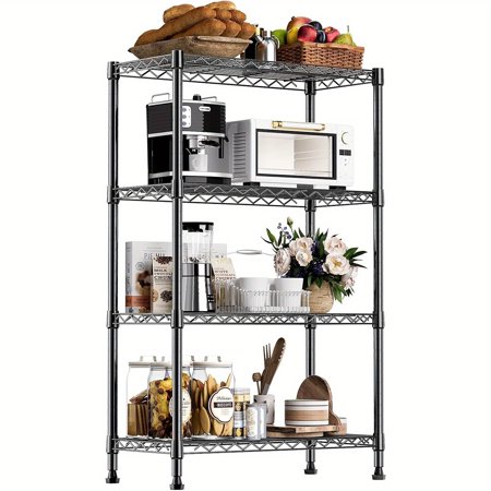 Heavy Duty 4-Tier Steel Storage Shelving Unit - 1000lb Capacity Adjustable Wire Rack, 13.7"D x 29.5"W x 47.2"H Freestanding Metal Organizer for Home Kitchen Office Garage Balcony Bathroom