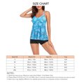 thumbnail image 5 of Traje de baño de 2 piezas para mujer, trajes de baño estampados, trajes de baño que ocultan la barriga, conjunto de pantalones cortos con camiseta sin mangas, azul claro S, 5 of 5
