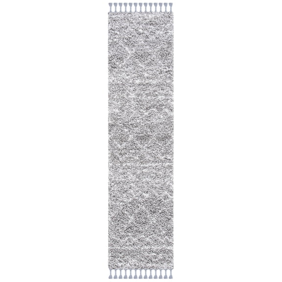 SAFAVIEH Pro Lux Marie Geometric Shag Runner Rug, Grey/Ivory, 2' x 8'