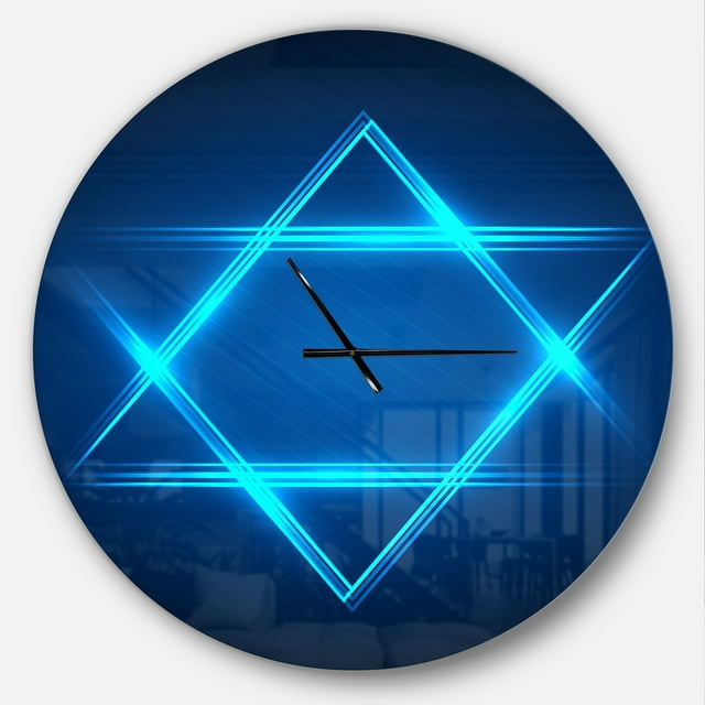Designart 'étoile Néon de David' Horloge Murale Moderne