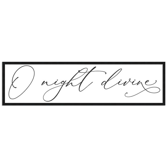 O Night Divine 7.5" x 25.5" Framed Christmas Wall Decor Art Print Sign Poster in a Black Wooden