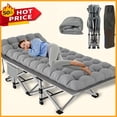 thumbnail image 5 of 75" Extra Large Thickened Folding Bed with Mattress, 750LBS Load Capacity, Portable Foldable Guest Camping Cot for Adults, Ideal for Garden, Balcony & Outdoor Camping, 5 of 20