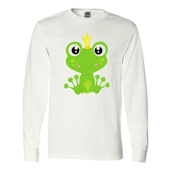 Inktastic Cute Frog, Green Frog, Frog Prince, Crown Long Sleeve T-Shirt