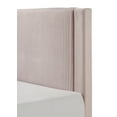 thumbnail image 3 of Contemporary Pink Full Platform Bed: Plush Ribbed Upholstered Headboard, Low-Profile Frame, Modern Bedroom Furniture (55"x79"x43"H), 3 of 6