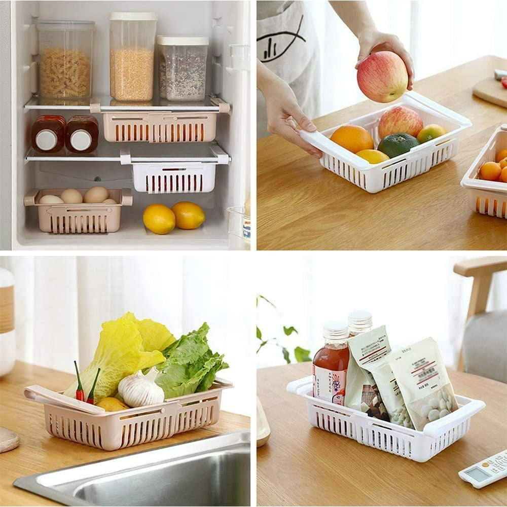 Fridge Organizer Drawer, Refrigerator PullOut Bin, Retractable