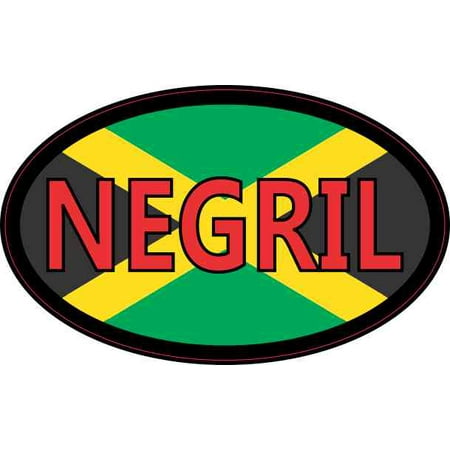 4in x 2.5in Oval Jamaican Flag Negril Sticker (Best Time To Visit Jamaica Negril)