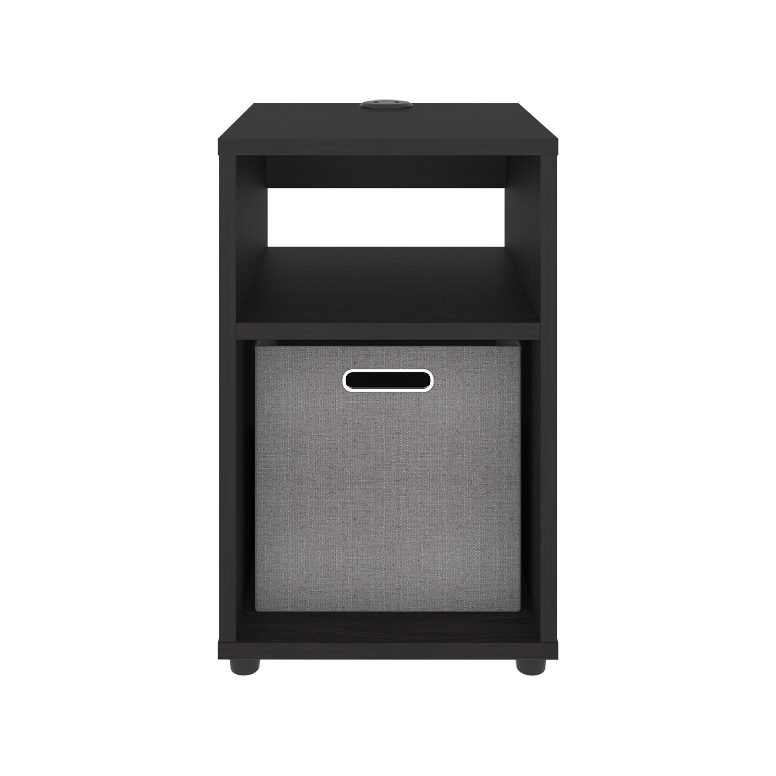 Side Table with 1 Shelf and 1 Fabric Storage Basket