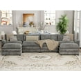 thumbnail image 4 of Furmax 4 Seats U-Shaped Cloud Couch Sectional Sofa with 2 Movable Ottomans for Living Room, Fabric Convertible Modular Couch, Gray, 4 of 7