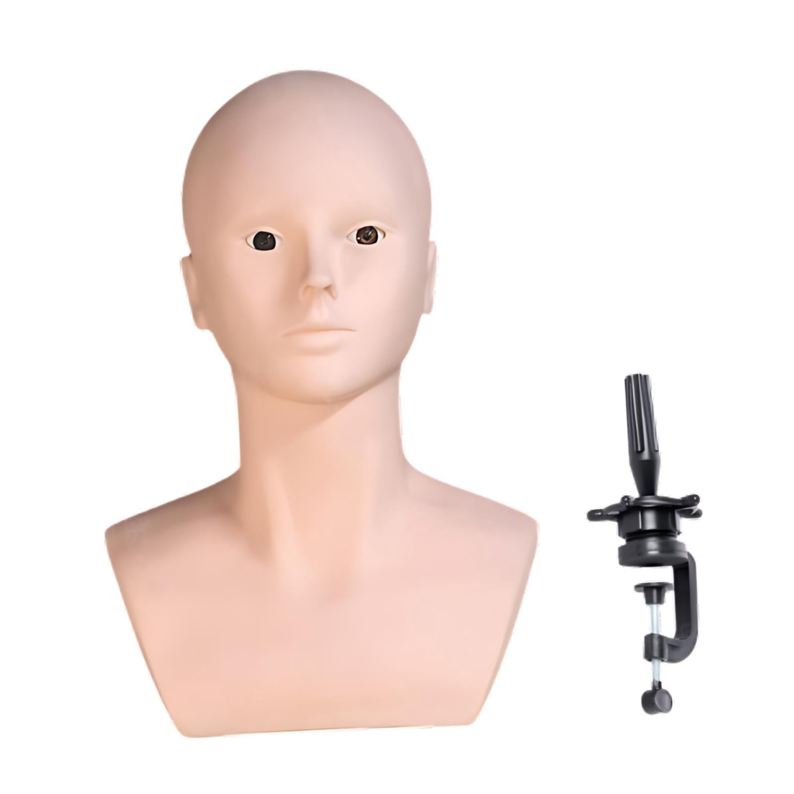 EHJRE Mannequin Bald Head,Wig Stand,Sturdy,Makeup Training Head,Professional,Lightweight Display Wig Display Head Manikin Head , with holder