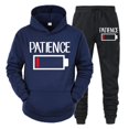 thumbnail image 3 of Conjunto de 2 piezas de sudadera y pantalones divertidos con estampado de batería "PATIENCE" para hombre, sudadera de manga larga, chándal, ropa deportiva unisex, 3 of 5