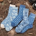 thumbnail image 2 of Yuanlong Women's 3D Embossed Jacquard Crew Socks Spring And Autumn Socks Soft Trendy Holiday Casual Hosiery, 2 of 3